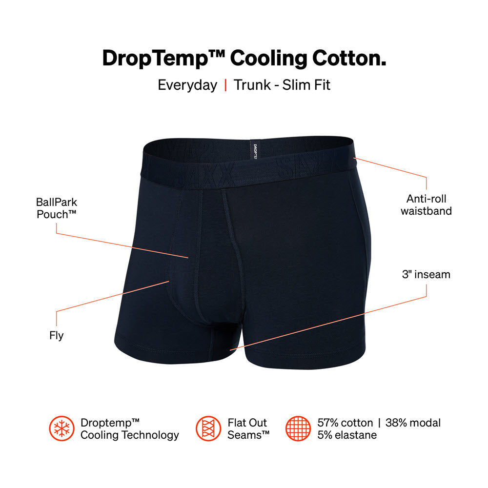 Saxx Droptemp Cooling Cotton Dark Ink Trunk Underwear TR44 – The Bra Genie