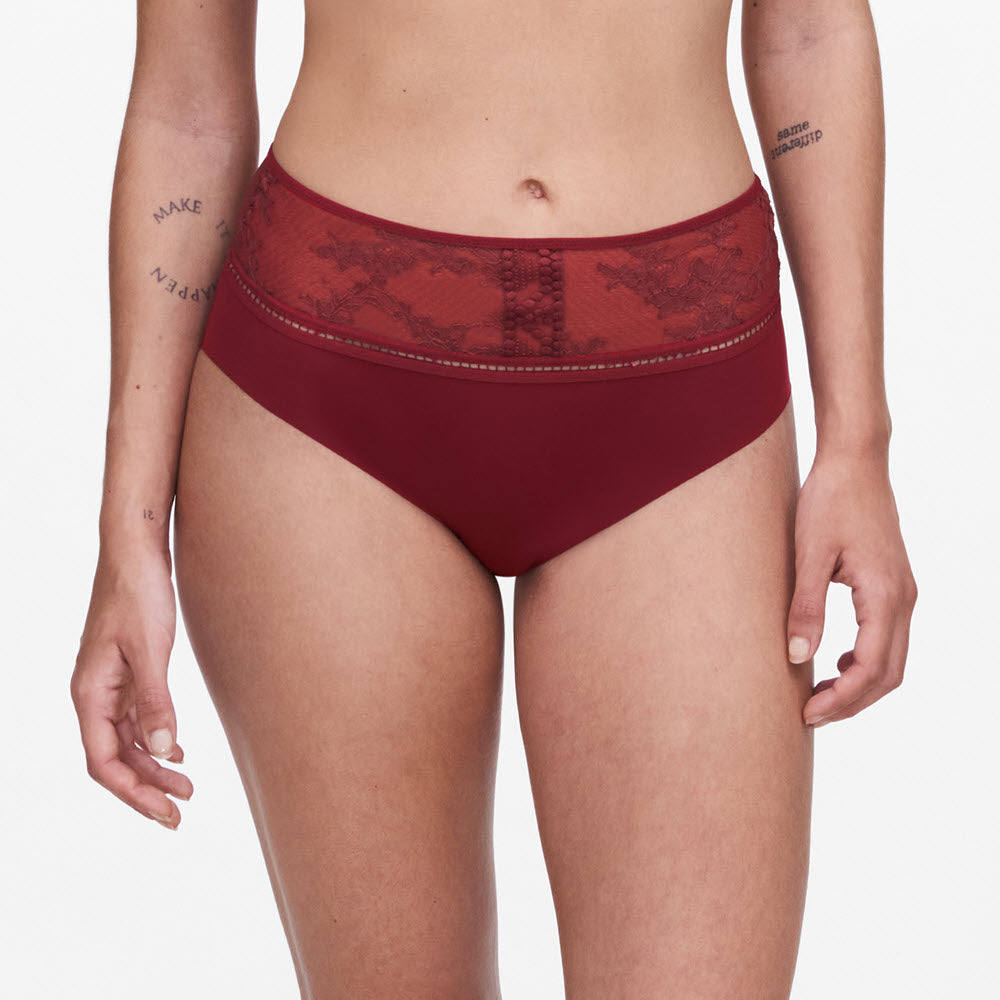 Passionata by Chantelle Olivia Fig Poison Red High Waist Brief Panty P49J30