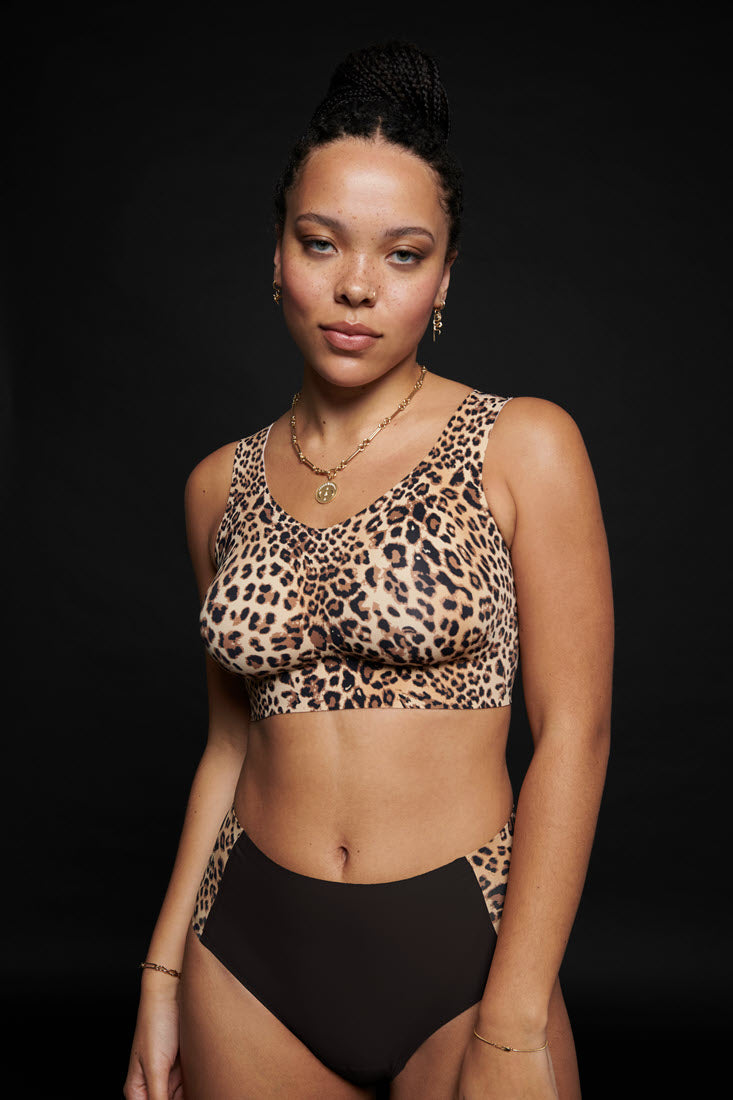 Womens Bras Wirefree No Underwire Leopard Print Soft Comfort Sport
