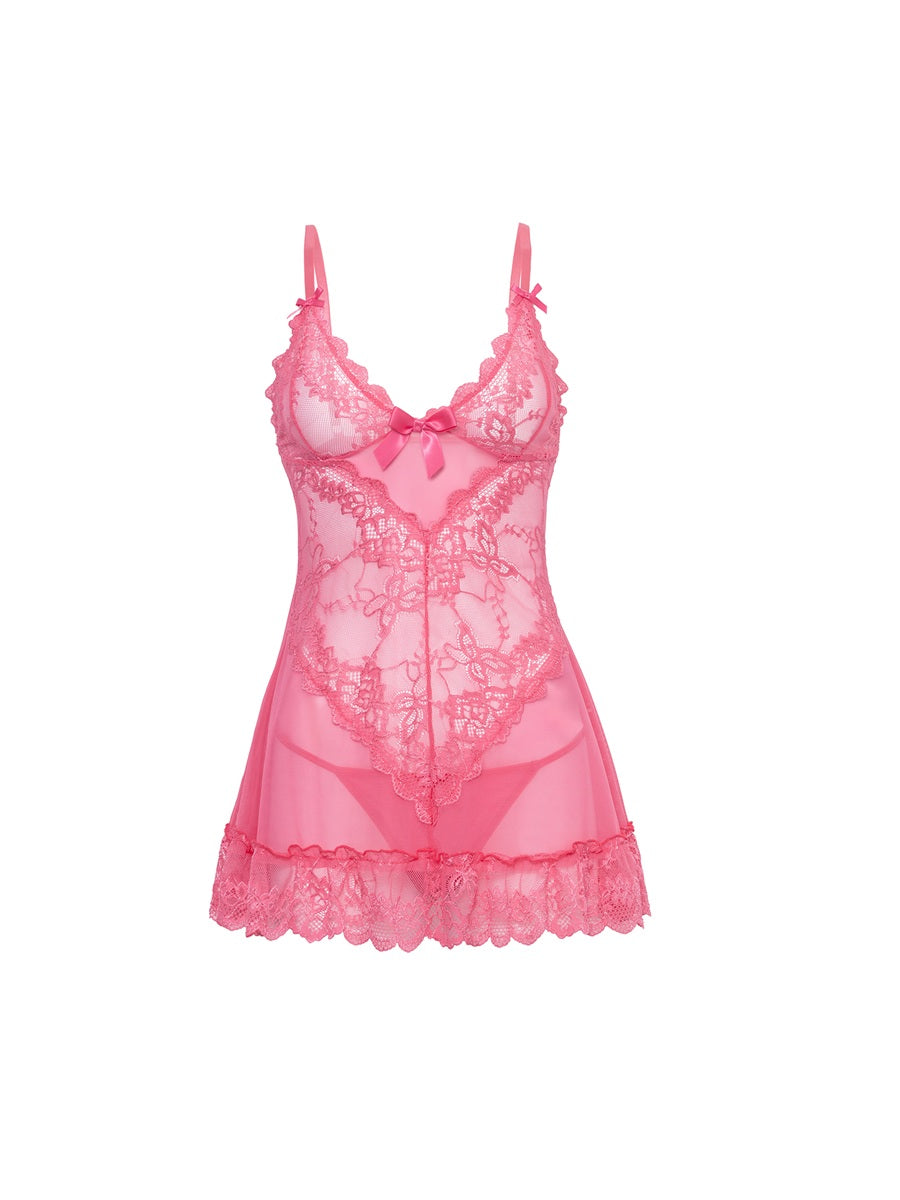 Oh La La Cheri Lingerie Valentine Pink Lemonade Lace Babydoll Gown 213 –  The Bra Genie