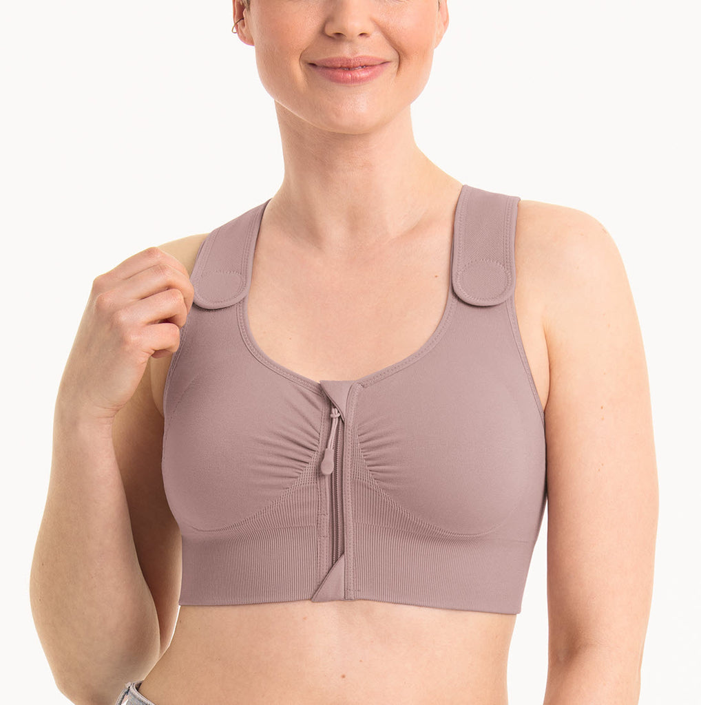 Anita Almeria Mauve Wireless Pocket Zip Front Post Surgery