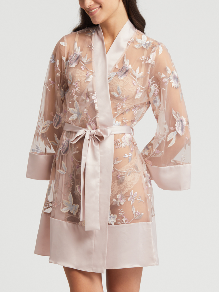 lingerie men find sexy Sexy Lingerie Women Long Lace Kimono Robe Dress Sheer Gown See-Through  Sleepwear main image 1