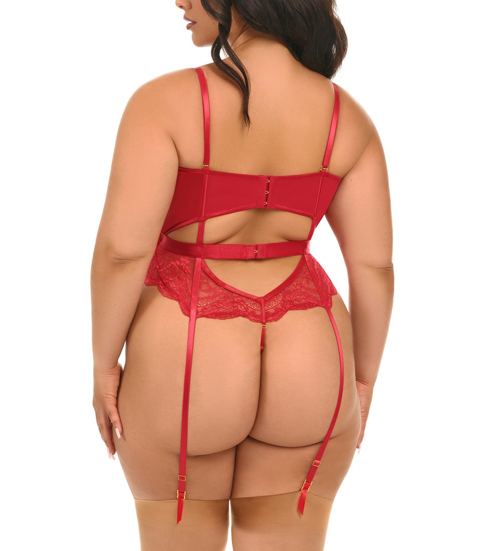 Oh La La Cheri Lingerie Rumi Red Satin Bodysuit with Garters Plus Size The Bra Genie Oh La La Cheri Lingerie Rumi Red Satin Bodysuit with Garters Plus Size The Bra Genie