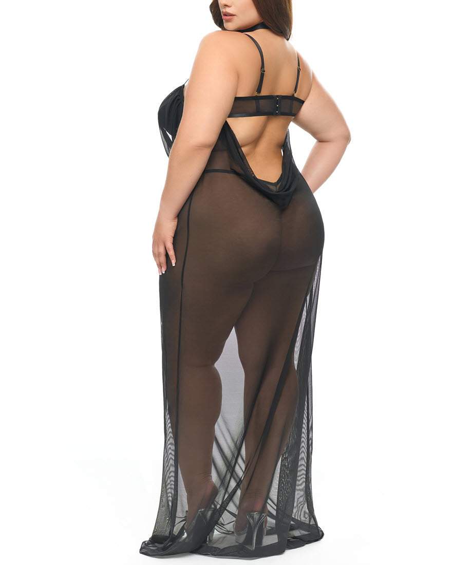 Oh La La Cheri Lingerie Tory Black Long Gown Set Plus Size 76-11984X The Bra Genie Oh La La Cheri Lingerie Tory Black Long Gown Set Plus Size 76-11984X The Bra Genie