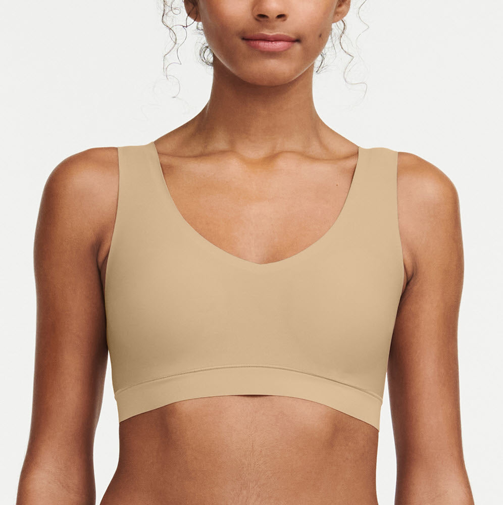 Chantelle Soft Stretch Padded V Neck Bra Top M L Nude
