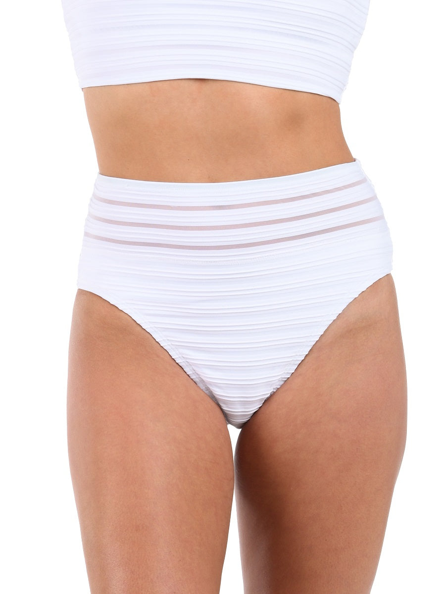 La Blanca Swimwear Fluid White High Waist Bikini Bottom 4CCE98