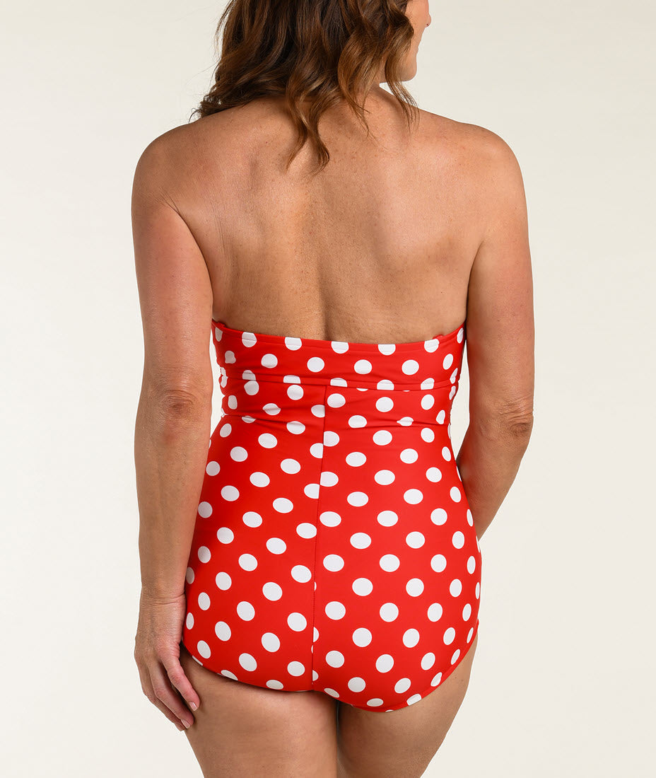 Maxine of Hollywood Swimwear Miss Americana Red Polka Dot Bandeau One – The  Bra Genie
