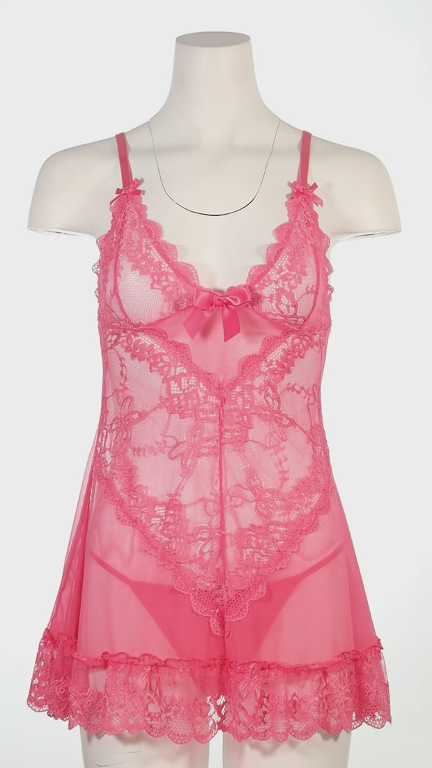 lingerie dress pink Oh La La Cheri Lingerie Valentine Pink Lemonade Lace Babydoll Gown 213 –  The Bra Genie