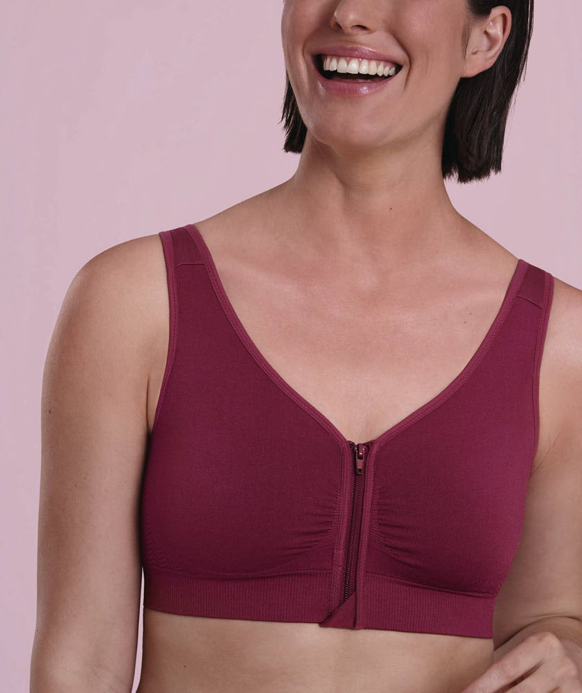 Anita Lynn Post-Mastectomy Zip Front Bra in Hot Pink - Busted Bra Shop