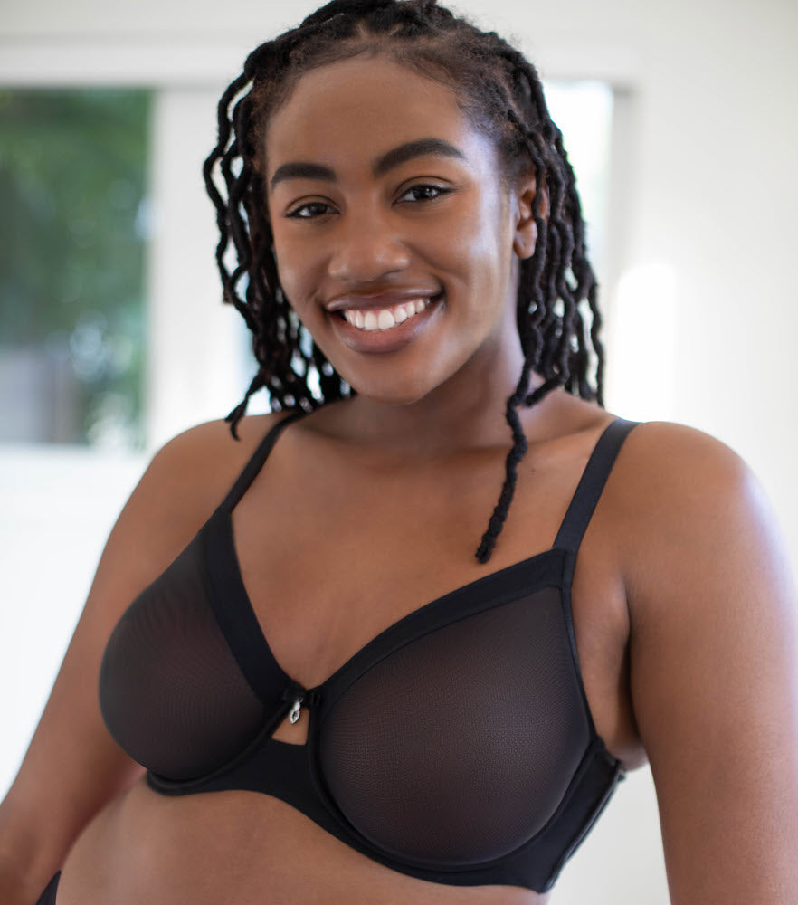 Curvy Couture Women's Sexy Sheer Mesh Plus Size Full Coverage Bra, Black  Hue, 32DDD at  Women's Clothing store