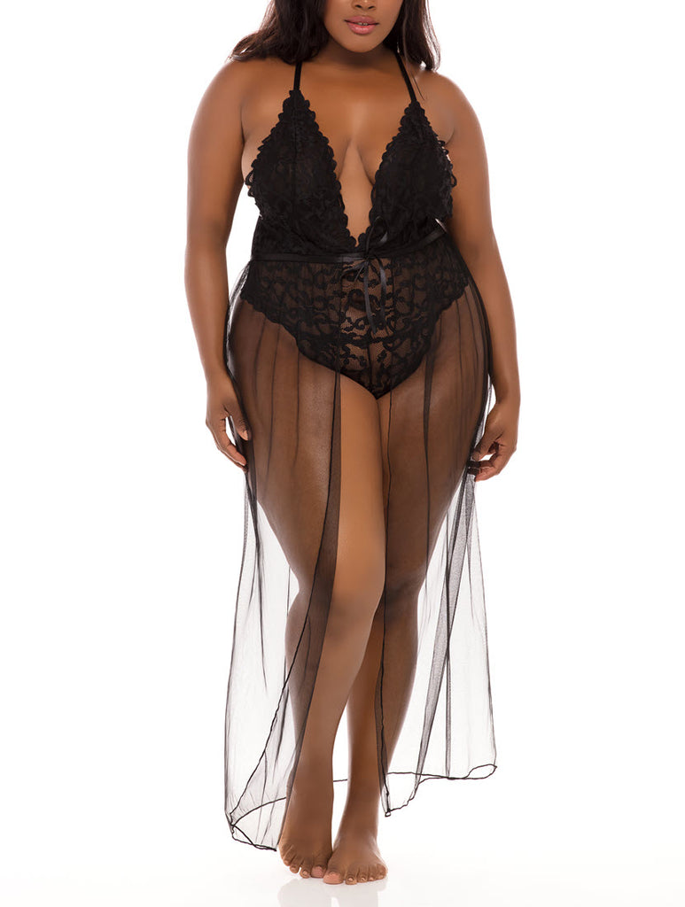 Oh La La Cheri Lingerie Jeana Black Plus Size Sheer Skirt 92-11156X – The  Bra Genie